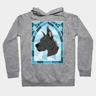 Stained Glass Blue Great Dane Hoodie